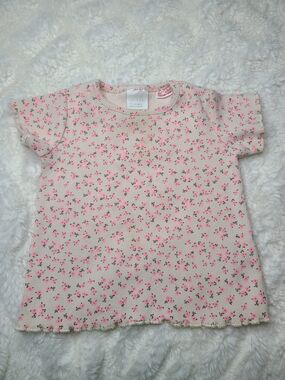 Zara Pink Floral Ribbed Short Sleeve Tee